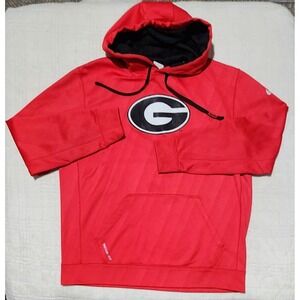 Georgia Bulldogs Hoodie Mens Large Red NCAA Football Nike Therma Fit Pullover